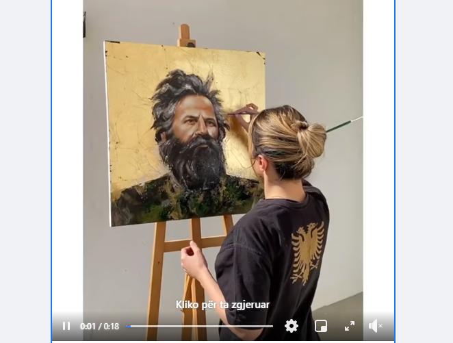 “Adem Jashari”, një punim mbresëlënës nga piktorja shqiptare, Saranda Xhemajli (Video)