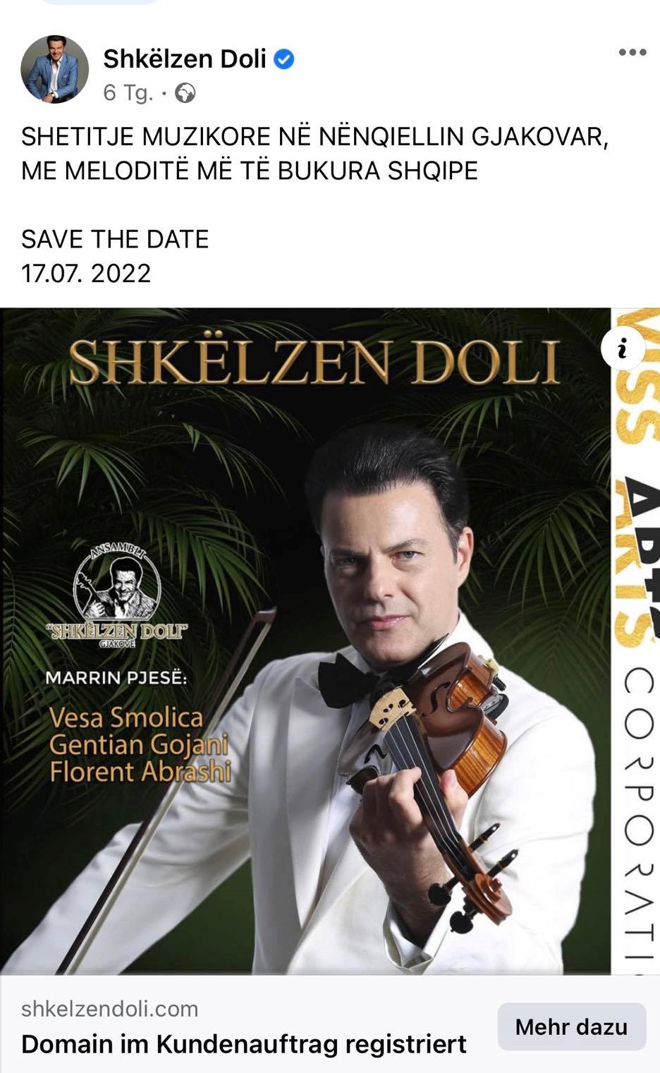 Nën tingujt e violinës, Shkëlzen Doli me meloditë më të bukura shqipe në Gjakovë