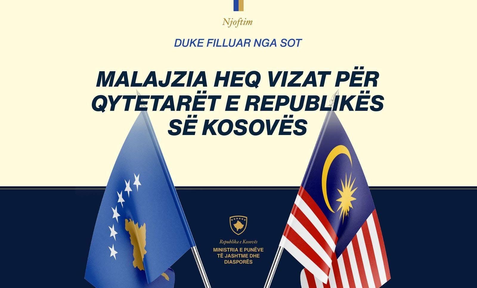 Malajzia heq vizat për qytetarët e Kosovës