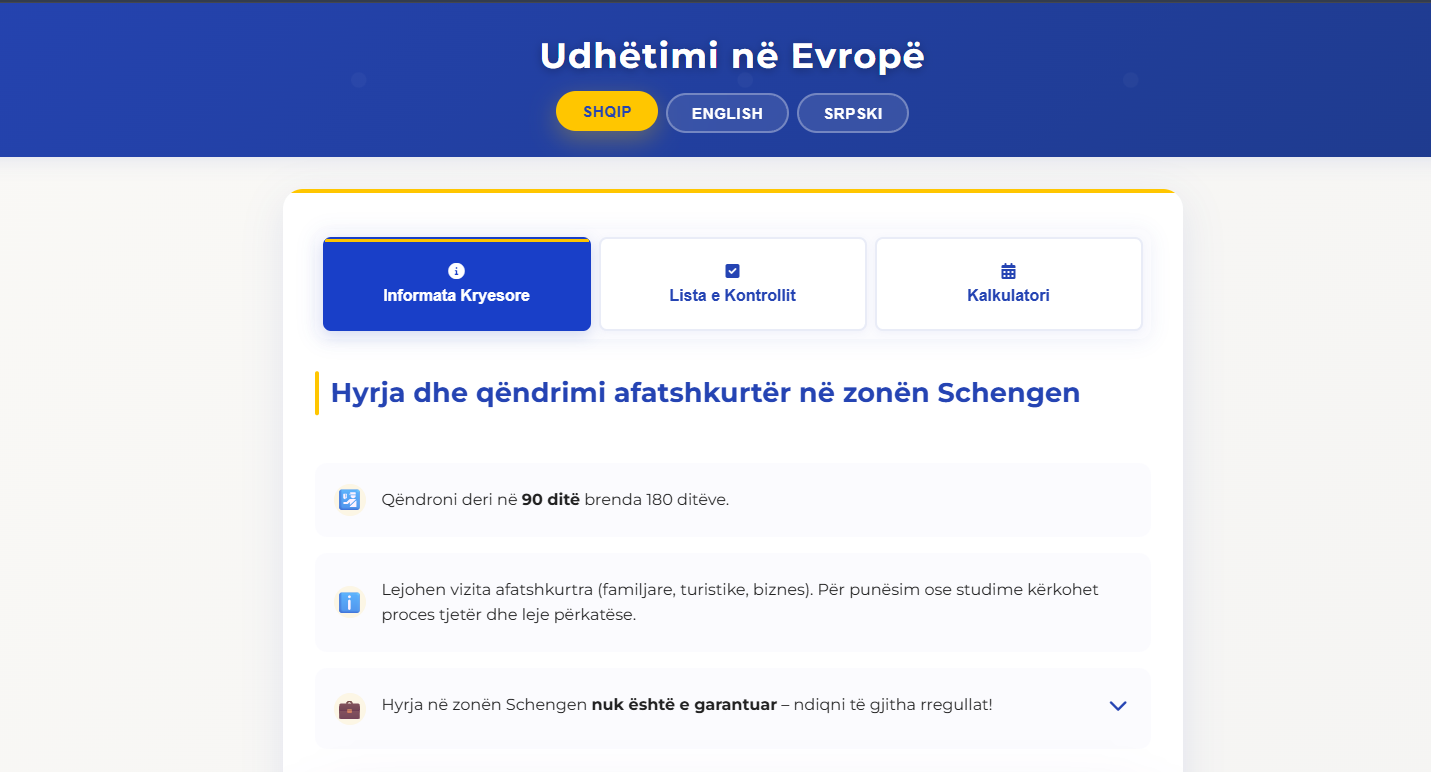 Paviza eu  faqja e re për udhëtimet e qytetarëve të Kosovës në zonën Schengen