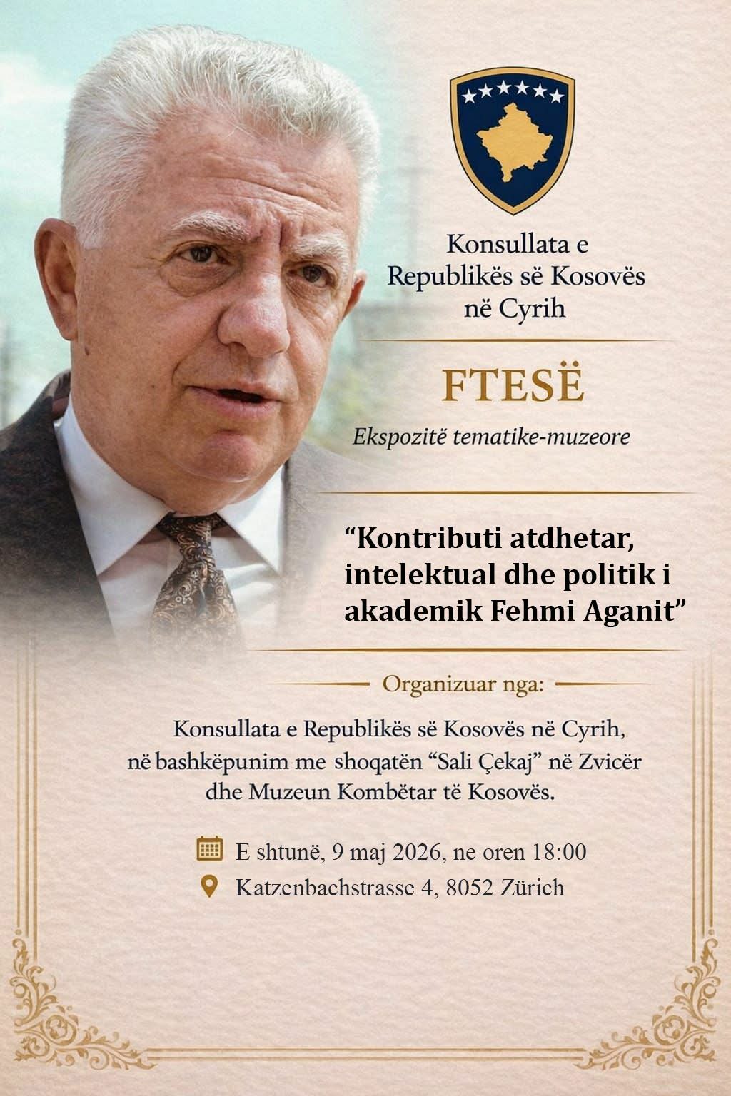 Ekspozita  Kontributi atdhetar  intelektual dhe politik i akademik Fehmi Aganit 