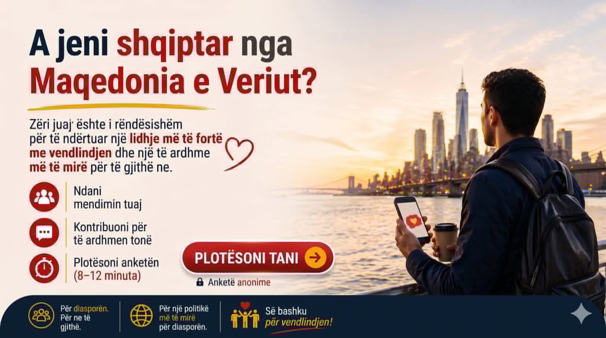 Nis hulumtimi për diasporën e Maqedonisë së Veriut  hapet anketa për shqiptarët jashtë vendit