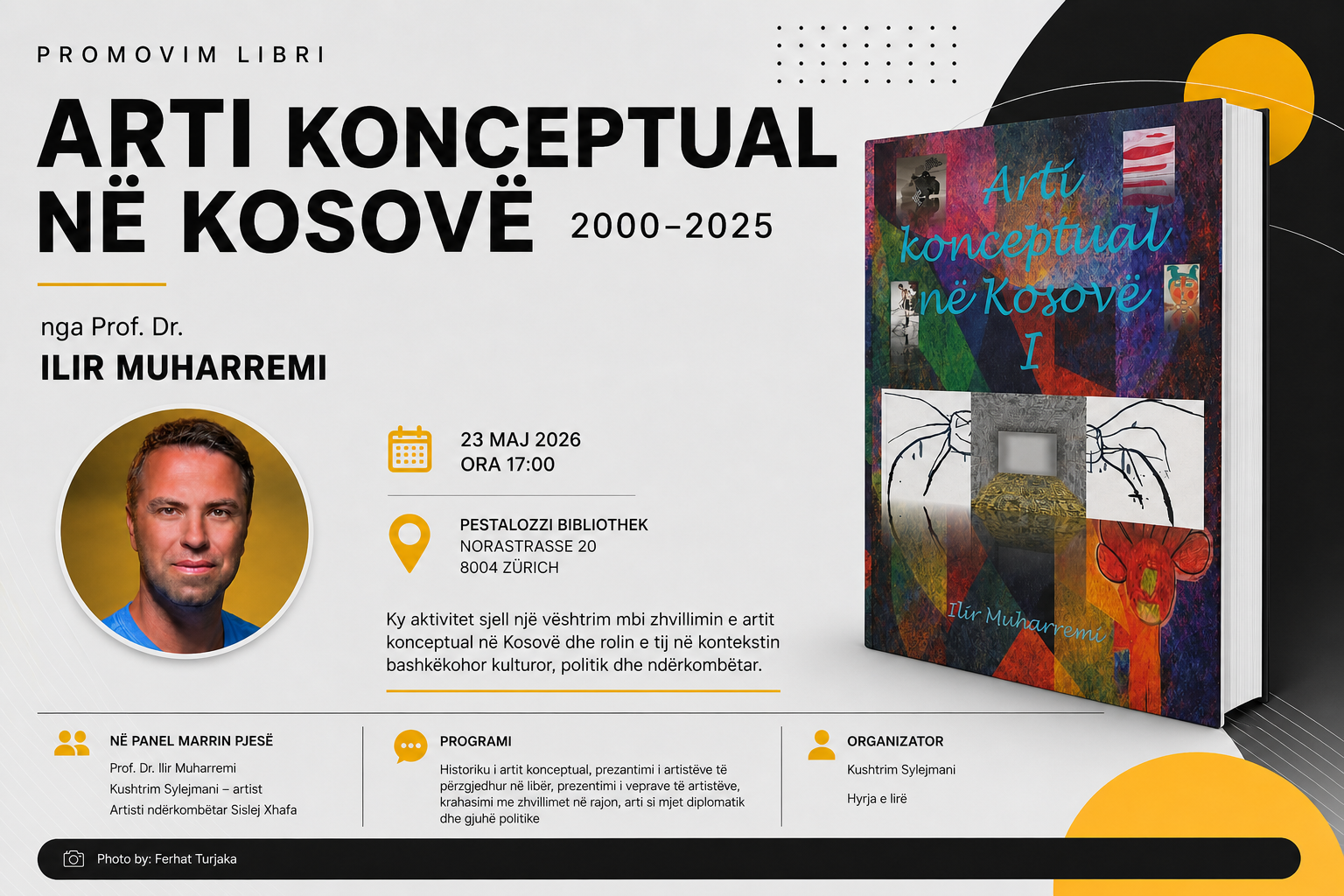 Promovimi i librit "Arti konceptual në Kosovë 2000-2025" në Cyrih: Sislej Xhafa në panel
