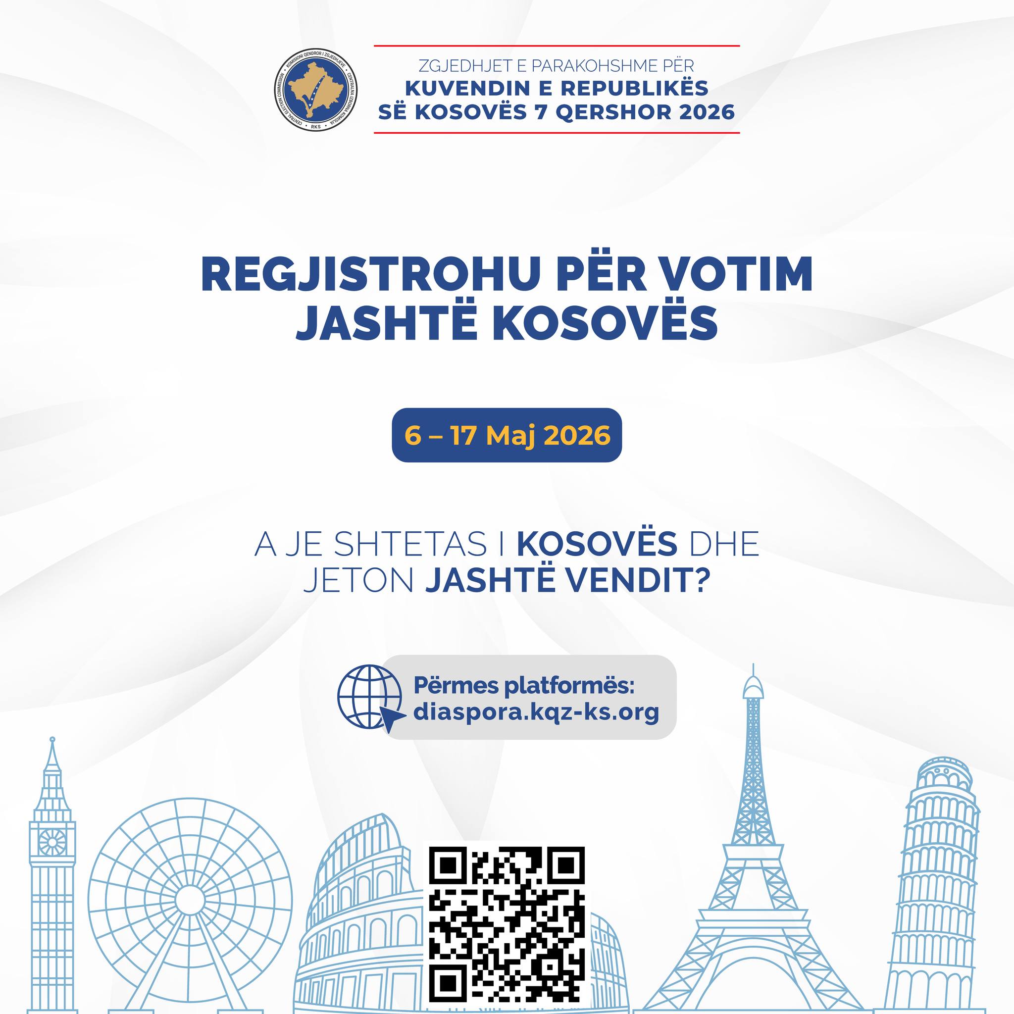 Regjistrohuni për Zgjedhjet e Parakohshme për Kuvendin e Republikës së Kosovës