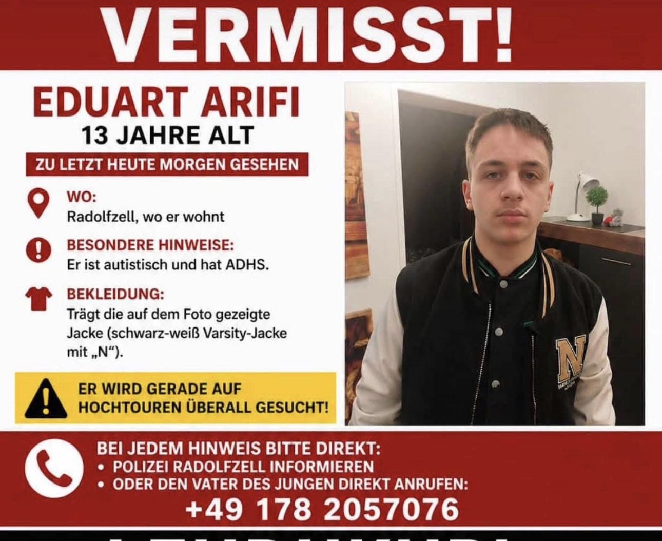 Kërkohet 13 vjeçari Eduart Arifi në Radolfzell të Gjermanisë