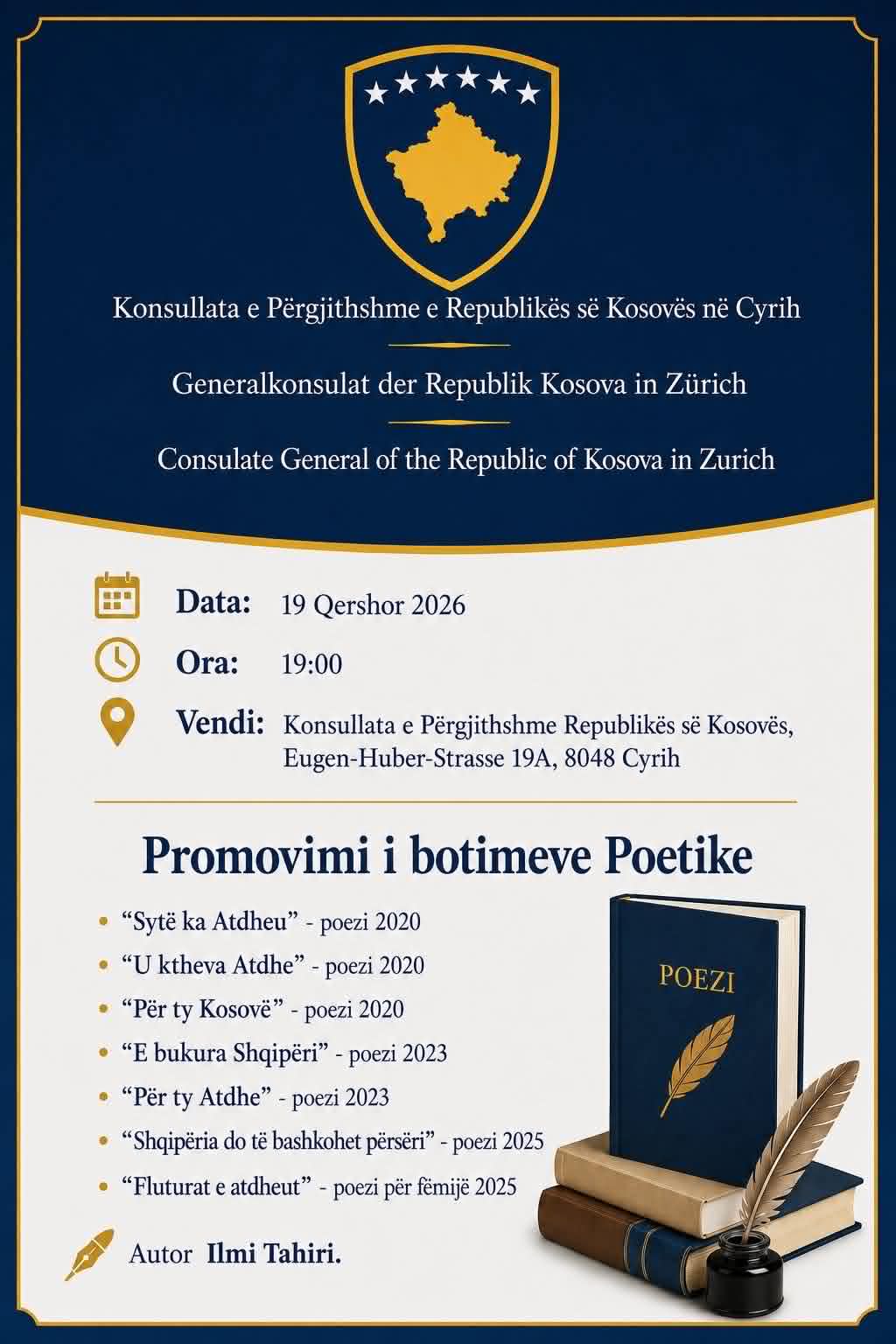 Mbrëmje letrare me librat e Ilmi Tahirit