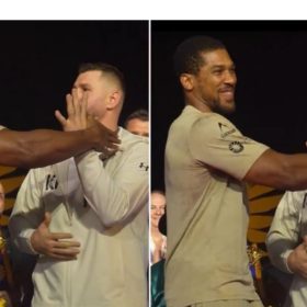 Anthony Joshua dhe Kristian Prenga bëjnë shqiponjën dykrenare para duelit në Arabinë Saudite
